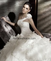 One-Shoulder Stomacher Design Wedding Dress